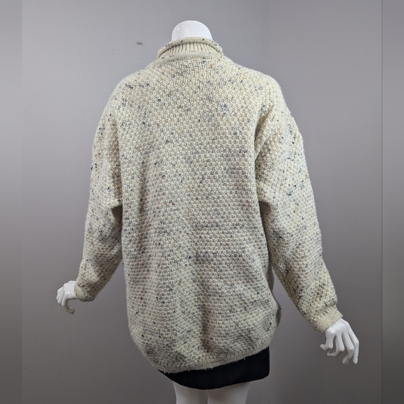 Highland Home Industries Scotland Wool Cable Knit Sweater Mock Neck Crew - Picture 7 of 10